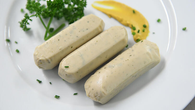 So schaut sie aus, die vegane Weißwurst im Hofbräuzelt.