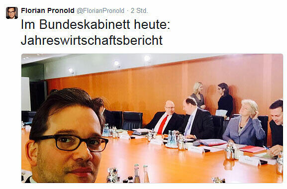 Bemerkenswerte Aktion: Das Selfie von Florian Pronold aus dem Bundeskabinett.