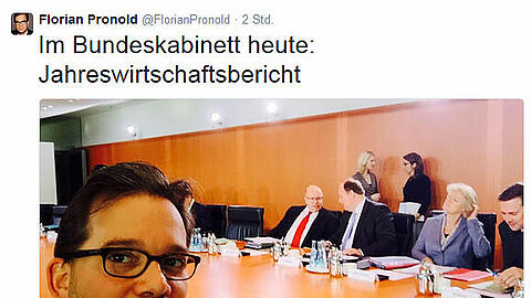 Bemerkenswerte Aktion: Das Selfie von Florian Pronold aus dem Bundeskabinett.