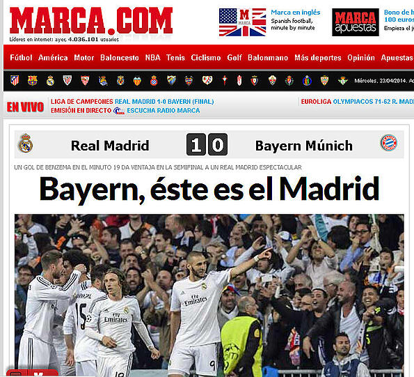 Das spanische Portal Marca.com titelt schon triumphierend: "Bayern, das ist el Madrid"