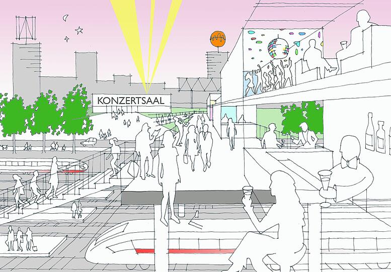 Wo geht&rsquo;s hier zum neuen Konzertssaal? Das Planungsbüro abp architekten und stadtplaner schlägt eine Brücke über die Gleise am Ostbahnhof vor.