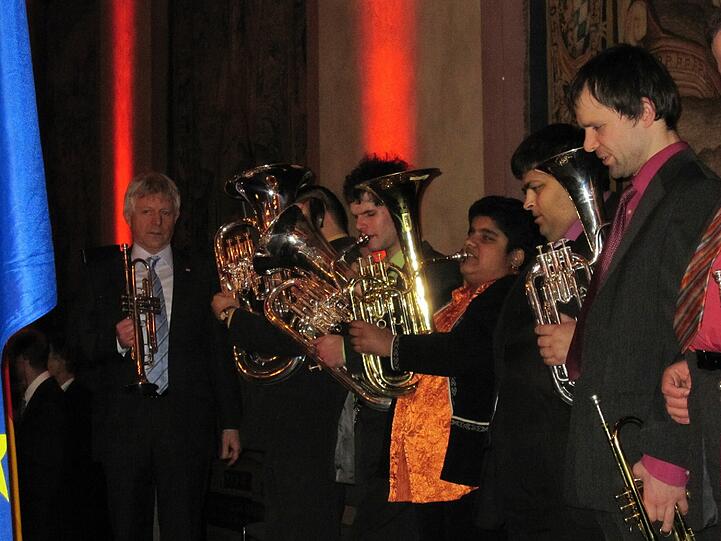Der letzte Auftritt: Schachtner (l.) und die Blinden Musiker beim Neujahrsempfang der Staatsregierung.