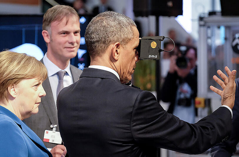 Bundeskanzlerin Angela Merkel und US-Präsident Barack Obama waren am Montag zu Besuch auf der Hannover Messe. Die Bilder.