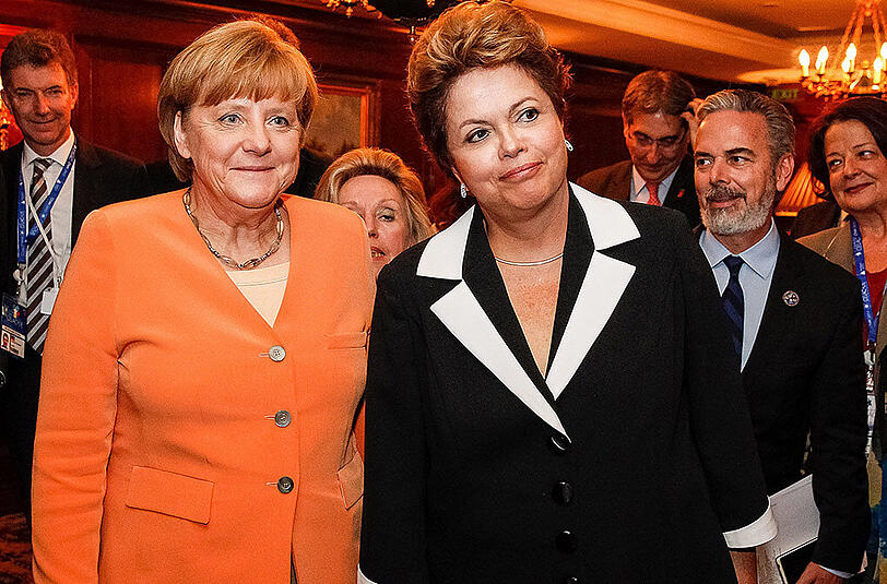Bundeskanzlerin Angela Merkel und die brasilianische Präsidentin Dilma Rousseff bei einem Treffen im Januar 2013.