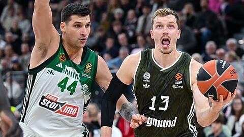 Andreas Obst (r) traf beim Sieg gegen Kaunas acht Dreier.