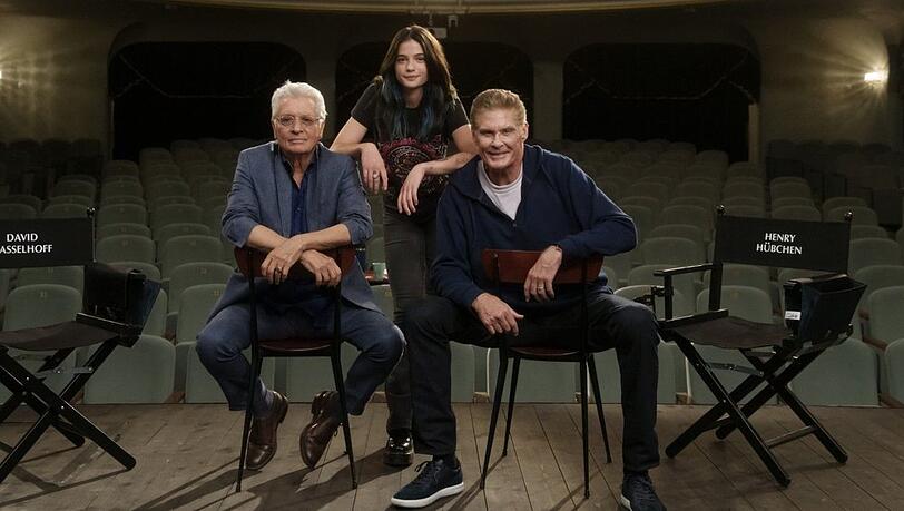 Die "Ze Network"-Stars (v.l.): Henry Hübchen, Lisa Marie Koroll und David Hasselhoff.