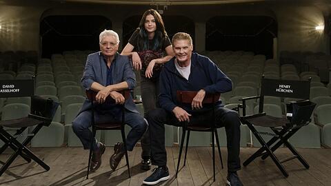 Die "Ze Network"-Stars (v.l.): Henry Hübchen, Lisa Marie Koroll und David Hasselhoff.