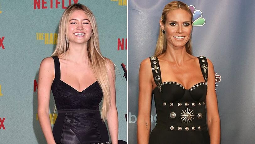 Nicht dieses, aber ein anderes schwarzes Kleid hat Leni Klum (li.) von ihrer Mutter Heidi Klum recycelt.