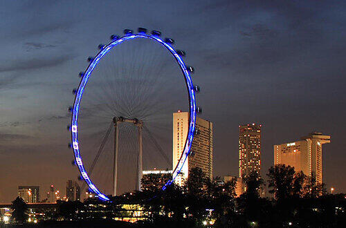 Singapore Flyer bei Nacht