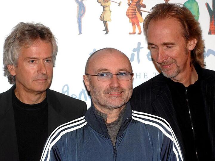 Tony Banks (l-r), Phil Collins und Mike Rutherford haben acht Konzerte in Großbritannien angekündigt.