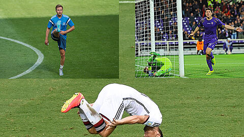 Sein Markenzeichen sind der Salto &ndash; und viele, viele Tore: Ex-DFB-Stürmer Miroslav Klose. Mario Götze ist her Mittelfeldspieler als Stürmer. Will mit Deutschland zur EM: Florenz-Stürmer Mario Gomez.