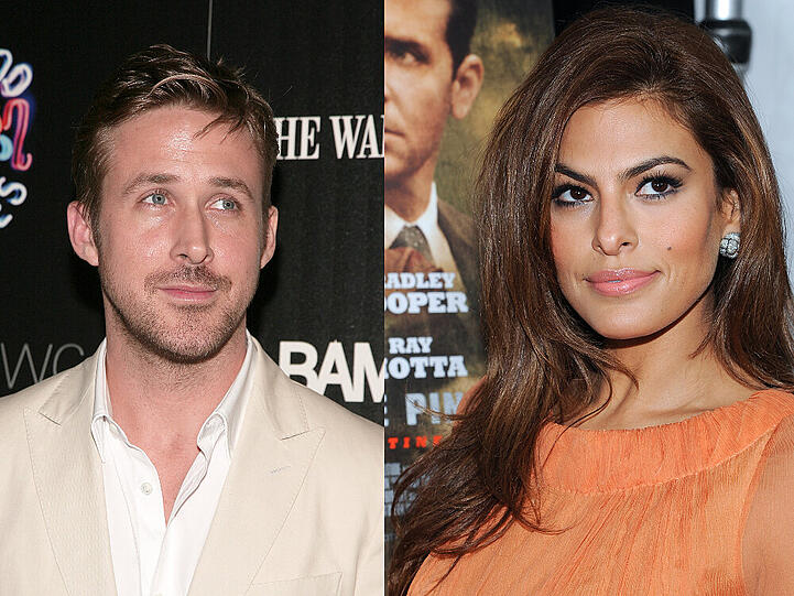 Überrascht aber glücklich: Ryan Gosling und Eva Mendes
