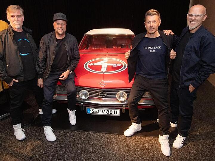 Die Fantastischen Vier mit ihrem "Boom-Car" aus dem Jahr 1992.