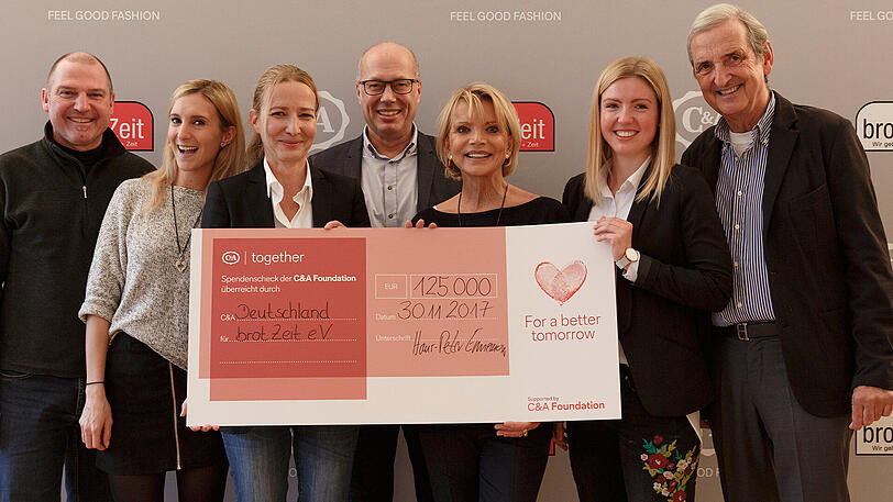 Hans-Jürgen Engler, Marie Renoth, Christine Bär, Hans-Peter Ennemoser (C&A), Uschi Glas (brotZeit e.V.), Theresa Hildebrand, Dieter Hermann