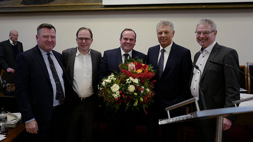 Josef Schmid, Manuel Pretzl, Clemens Baumgärtner, Dieter Reiter und Alexander Reissl (v.l.) am Mittwoch nach der Wahl.