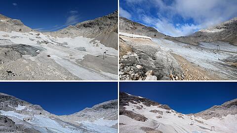 Am N&ouml;rdlichen Schneeferner lag bis in den Juli Altschnee und lie&szlig; den Gletscher gr&ouml;&szlig;er aussehen. (Archivbild)
