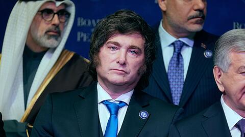 Der argentinische Pr&auml;sident Javier Milei nahm an der ersten Sitzung des Friedensrats teil.