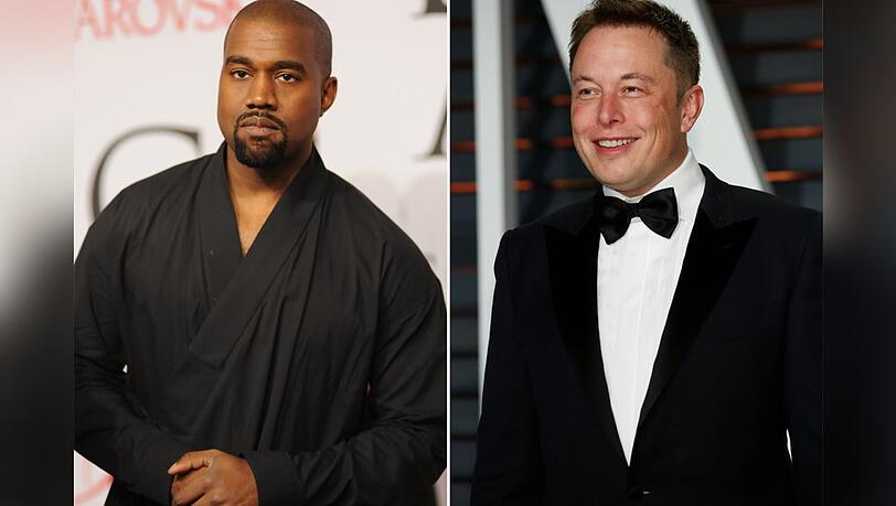 Elon Musk (r.) nimmt sich Kanye West zur Brust.