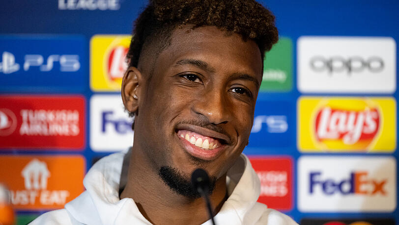 Strahlte bei der PK großen Optimismus aus: Bayern-Profi Kingsley Coman. Strahlte bei der PK großen Optimismus aus: Bayern-Profi Kingsley Coman.
