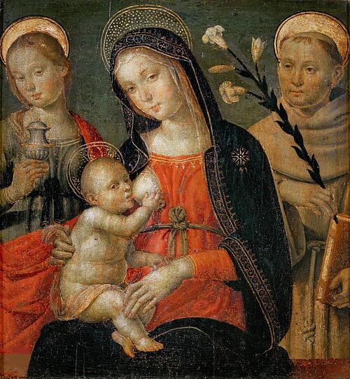 Eine "Madonna lactans" von Giovanni di Pietro, (1450-1528), genannt La Spagna.