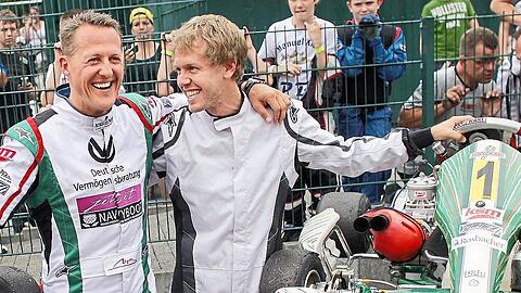 Vettels Vorbild Michael Schumacher (l.) triumphierte in Spa sechsmal. Dessen Sohn Mick soll am Sonntag daran erinnern.