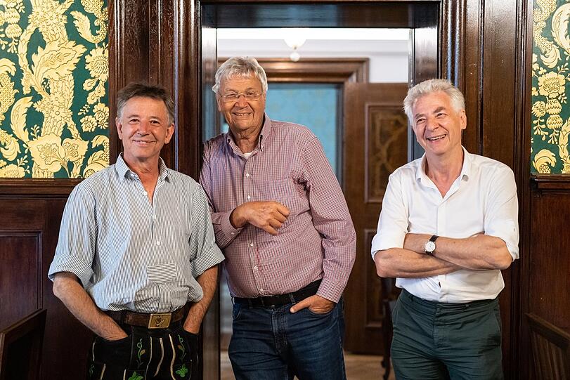 Christoph "Stofferl" Well (links) mit Gerhard Polt und Michael Well.