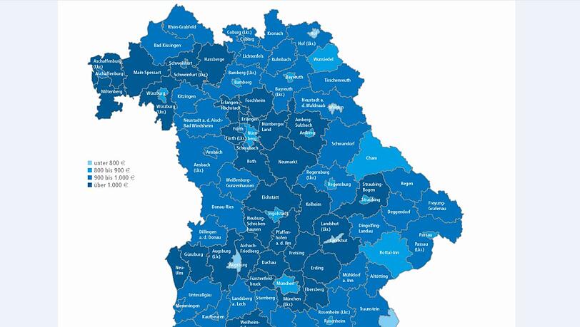 So viel Rente bekamen Neurentner 2013 in Bayern in den verschiedenen Kreisen und kreisfreien Städten. So viel Rente bekamen Neurentner 2013 in Bayern in den verschiedenen Kreisen und kreisfreien Städten.