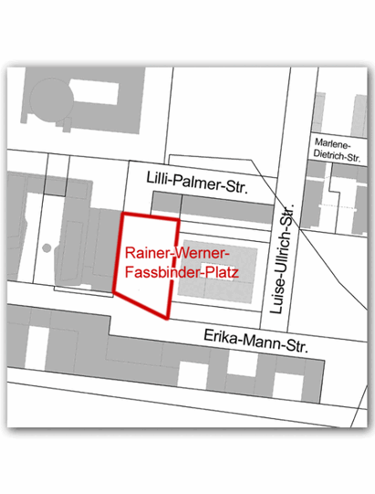Hier verläuft der Rainer-Werner-Fassbinder-Platz.