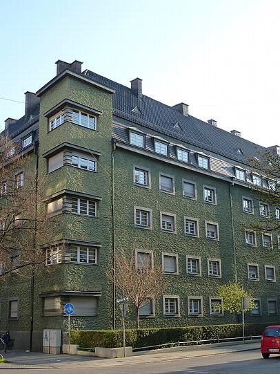 Die Genossenschaftswohnungen an der Pilgersheimer Straße / Canabichstraße.