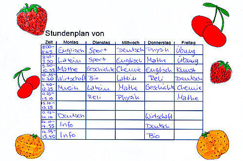 Fast wie der Terminkalender eines Managers: Christinas Stundenplan ist vollgepackt.