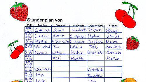 Fast wie der Terminkalender eines Managers: Christinas Stundenplan ist vollgepackt. Fast wie der Terminkalender eines Managers: Christinas Stundenplan ist vollgepackt.