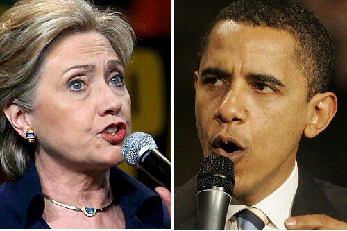 Hillary Clinton und Barack Obama.