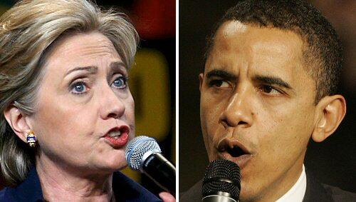 Hillary Clinton und Barack Obama. Hillary Clinton und Barack Obama.