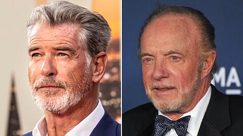Pierce Brosnan (li.) stand mit James Caan für "Fast Charlie" vor der Kamera.
