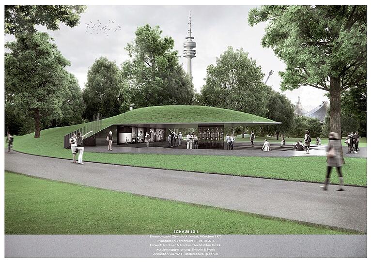 Genügend grün und trotzdem überdacht: So soll die Attentats-Gedenkstätte aussehen. Durch die offene Gestaltung hat man einen weiten Blick über den Olympiapark.