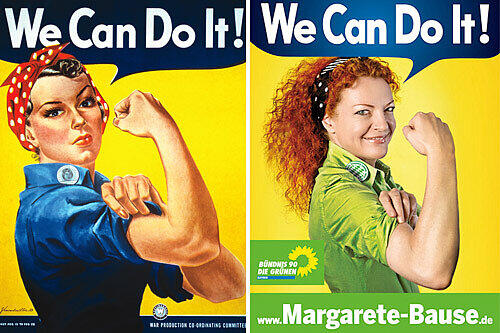 Die Grünen-Abgeordnete Margarete Bause kopierte eine Werbeplakat der amerikanischen Rüstungsindustrie.