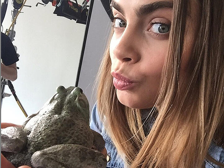 Cara Delevigne scheint auf diesem Schnappschuss ganz auf den Frosch gekommen zu sein