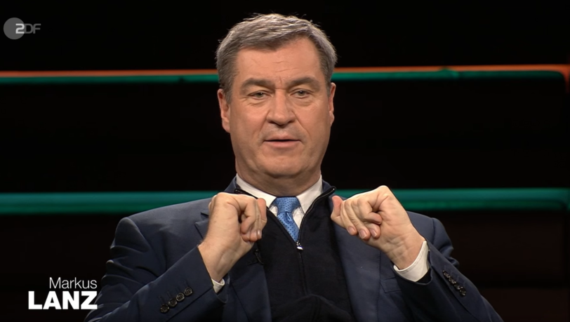 Bayerns Ministerpräsident Markus Söder bei Markus Lanz im ZDF.