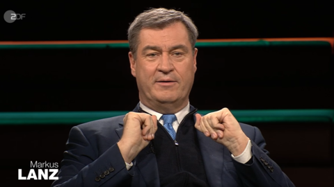 Bayerns Ministerpräsident Markus Söder bei Markus Lanz im ZDF.