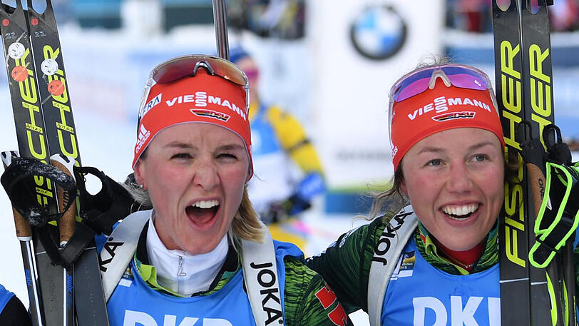 "Auf sie konnten wir uns immer verlassen", sagt Denise Herrmann (l.) über Laura Dahlmeier (r.).