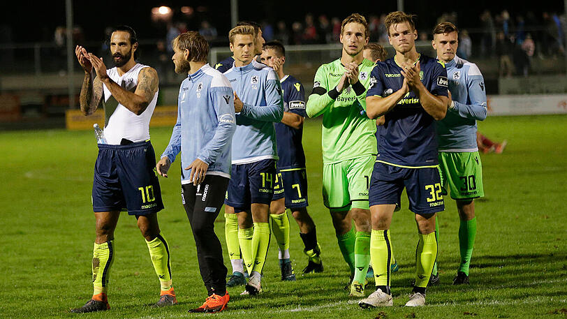 So wie hier nach dem 1:0 beim FC Memmingen wollen die Löwen auch im anstehenden Viertelfinale des Toto-Pokals jubeln.