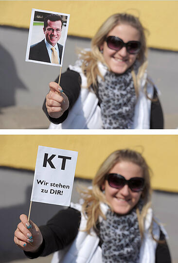 Die treuen Anhänger demonstrieren für ihren "KT".