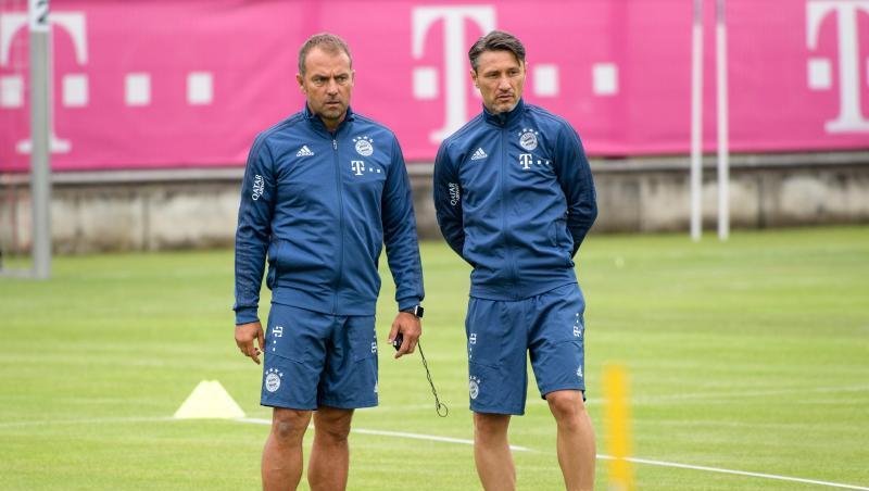 Coach Niko Kovac (r) und Co-Trainer Hansi Flick beim Training des FC Bayern München. Coach Niko Kovac (r) und Co-Trainer Hansi Flick beim Training des FC Bayern München.