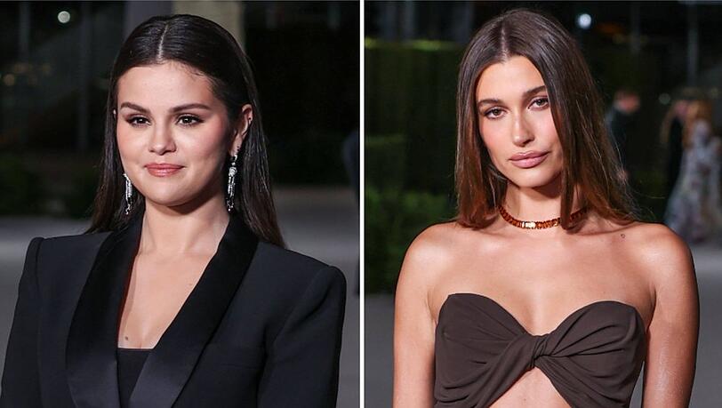 Selena Gomez (li.) ist die Ex-Freundin von Justin Bieber, während Hailey Bieber (re.) mittlerweile die Ehefrau des Popstars ist.