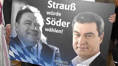 "Strauß würde Söder wählen": Der Slogan auf dem CSU-Wahlplakat.