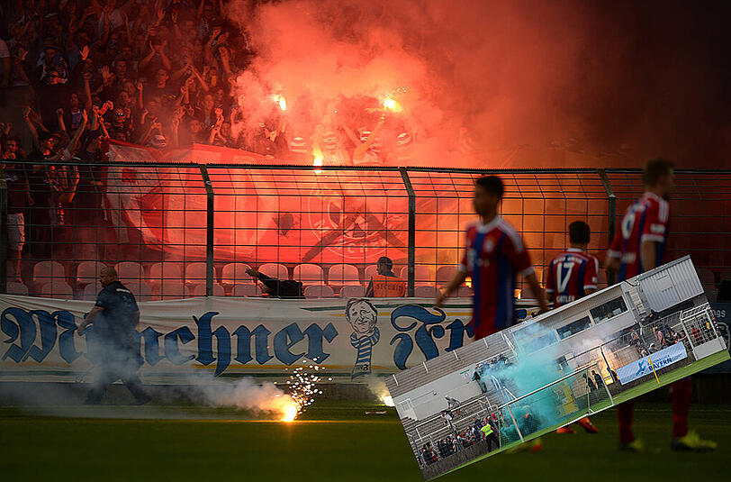 Pyro und Böller beim Amateurderby - Fans zündeln im Grünwalder Stadion. Sehen Sie hier Bilder vom Derby