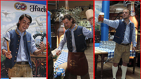 Die Pschorr Wiesn Champions: Der TSV 1860 und der EHC München haben sich in den Disziplinen Nageln, Anzapfen und Maßkrug-Stemmen gemessen. Die Bilder.