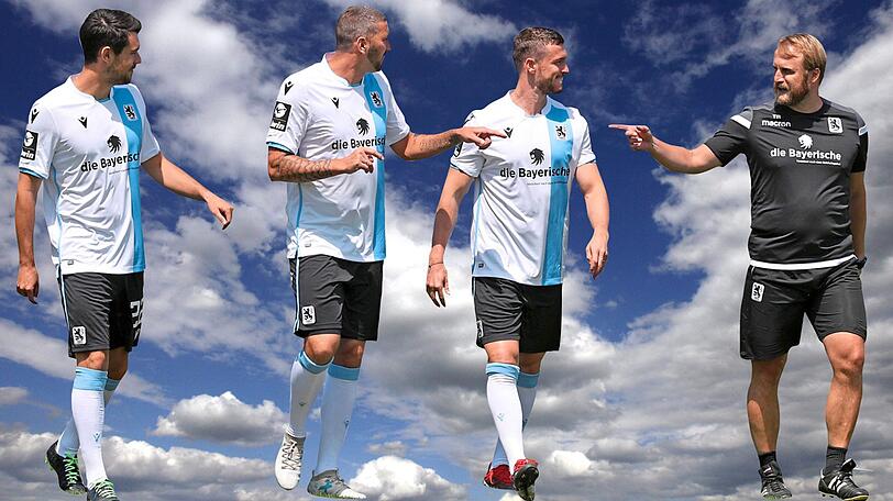 Die neue Saison, ein Himmelfahrtskommando? Oder schweben die Sechzger auf Wolke sieben? Leicht wird&rsquo;s jedenfalls nicht für Aaron Berzel, Sascha Mölders, Quirin Moll und Daniel Bierofka (v.l.).