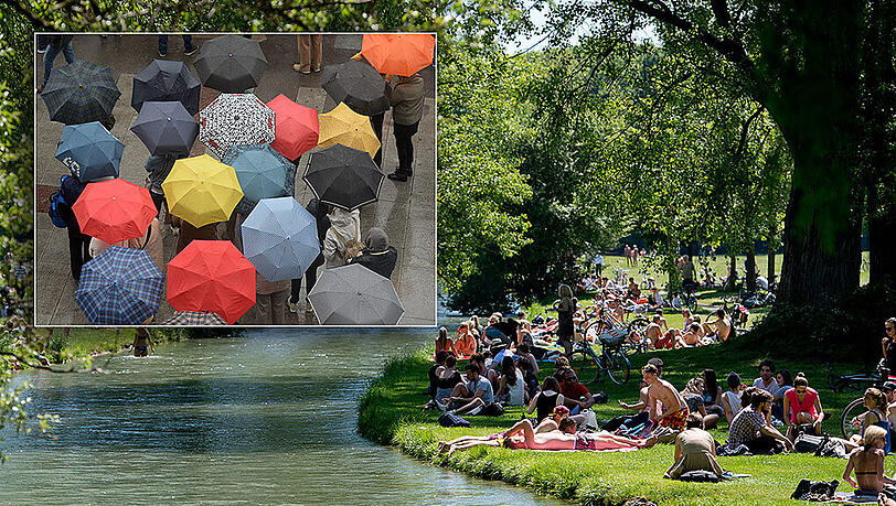 Während es am Dienstag in München noch Temperaturen um die 28 Grad gibt, wird es ab Mittwoch schon wieder schlechter. Auch mit starken Unwettern und Regenfällen ist zu rechnen. (Archivbilder) Während es am Dienstag in München noch Temperaturen um die 28 Grad gibt, wird es ab Mittwoch schon wieder schlechter. Auch mit starken Unwettern und Regenfällen ist zu rechnen. (Archivbilder)