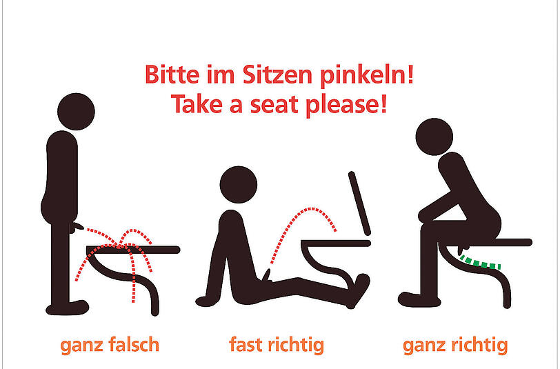 Es gibt verschiedene Möglichkeit, im Sitzen zu pinkeln &ndash; auch falsche.